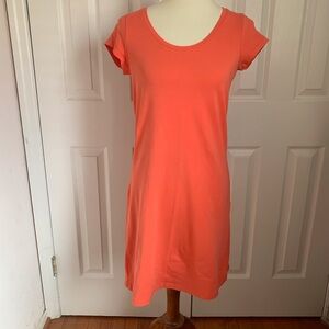 Isaac Mizrahi Live T-Shirt Dress Coral Knit Cotton Spandex Short Sleeve XXS